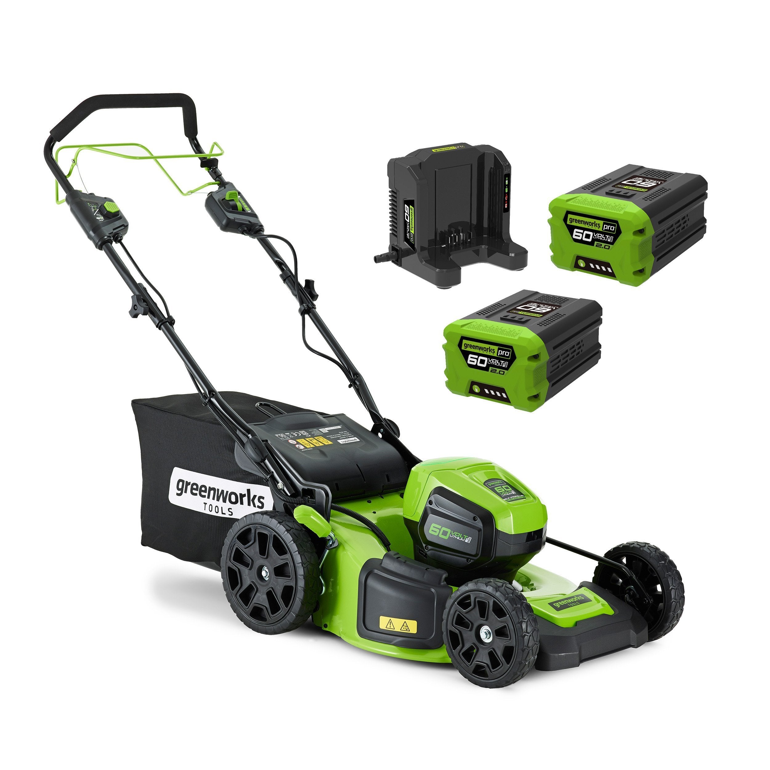 60V 46cm Self Propelled Lawn Mower with 2 x 2Ah Batteries & Charger