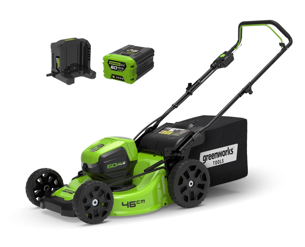 60V 46cm Hand Push Lawn Mower with 2Ah Battery &amp; Charger