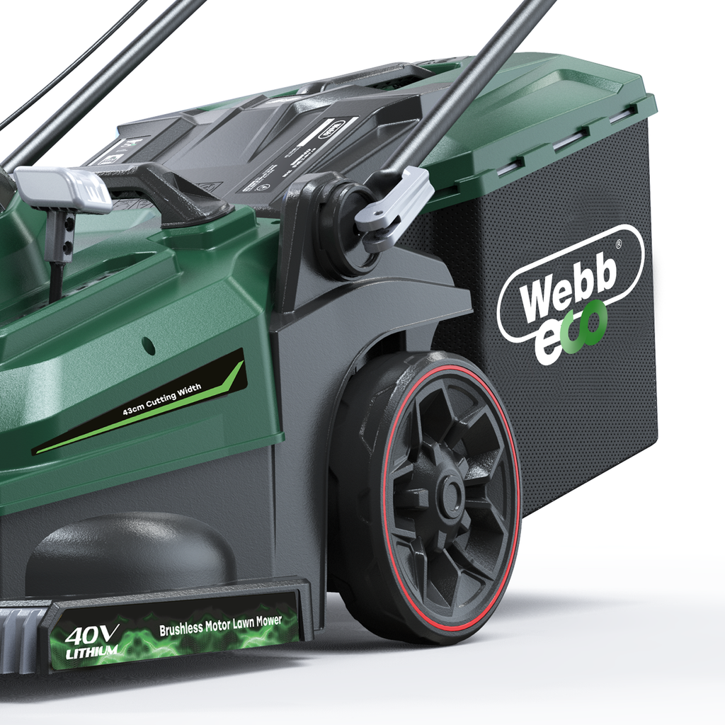 Webb 40V (2 x 20v) 43cm (17") Cordless Rotary Lawnmower (2 x 4AH Batteries & Charger)