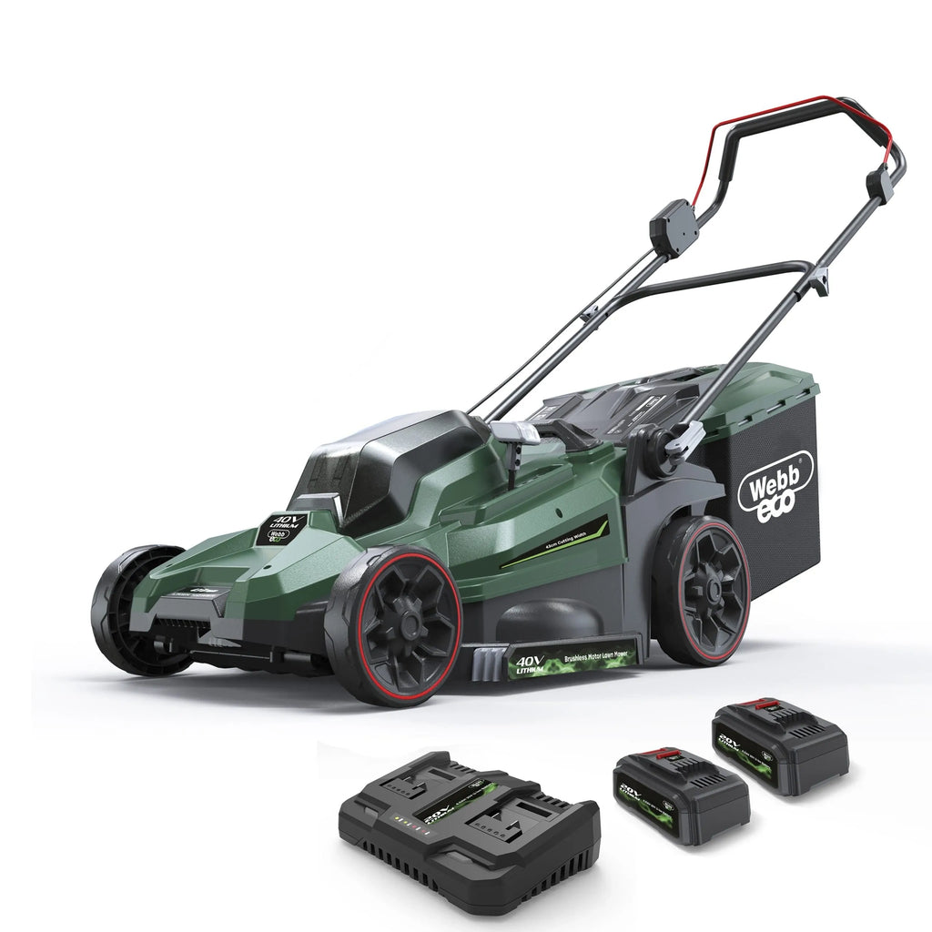 Webb 40V (2 x 20v) 43cm (17") Cordless Rotary Lawnmower (2 x 4AH Batteries & Charger)