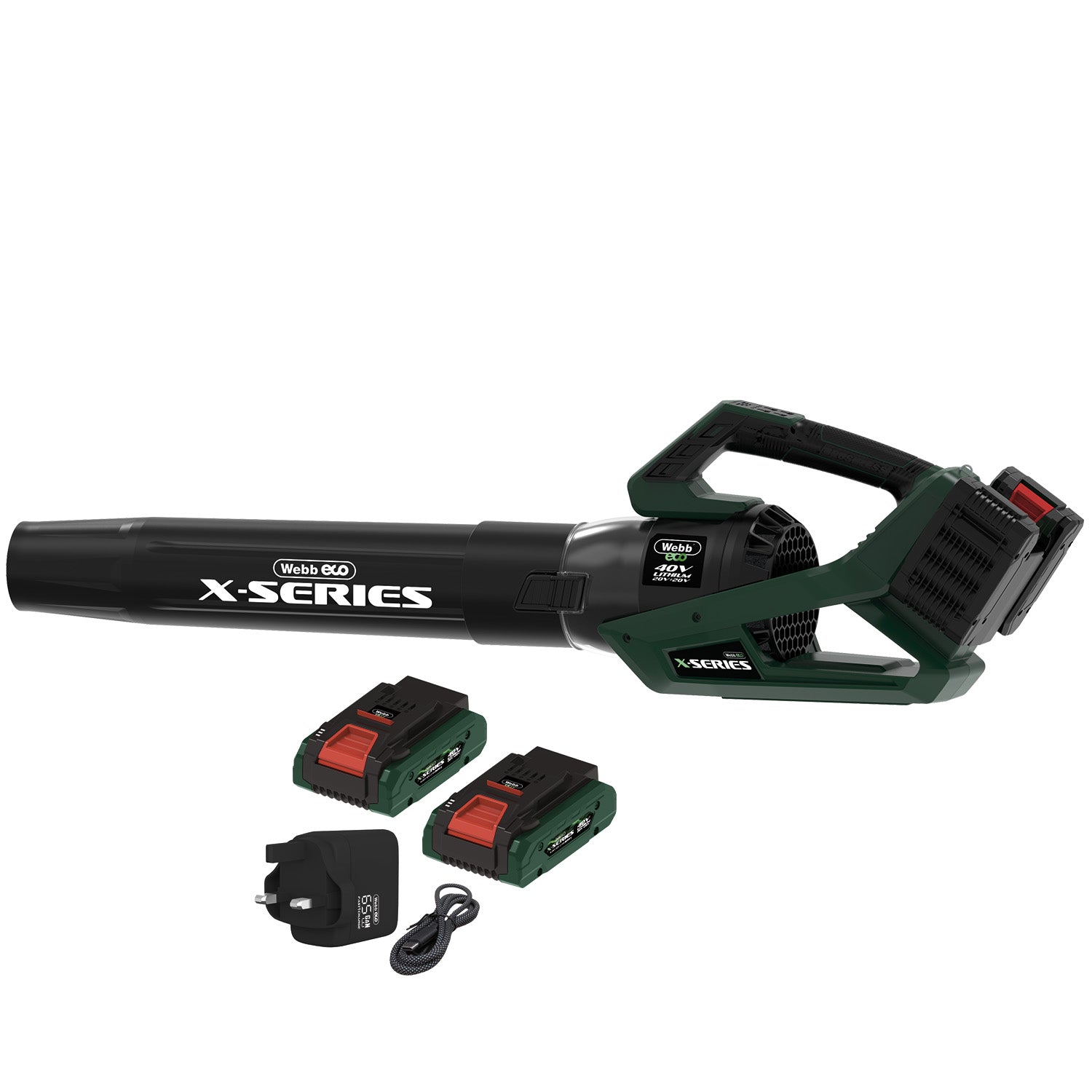Webb 40V (2 x 20V) Cordless Brushless Blower With 2 x 20v 4ah Batteries& Charger (NEW)