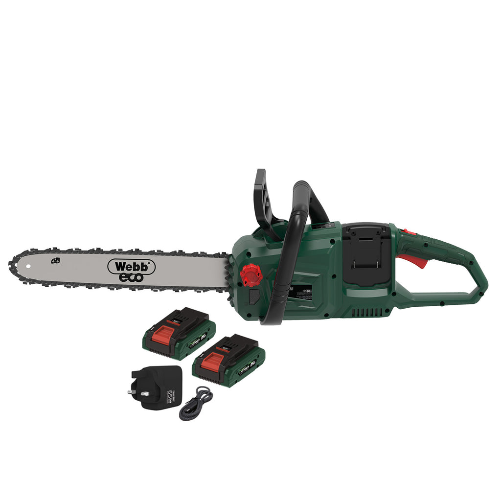Webb 40V (2 x 20V) Cordless 40cm Brushless Chain Saw With 2 x 20v 4ah Batteries & Charger (NEW)