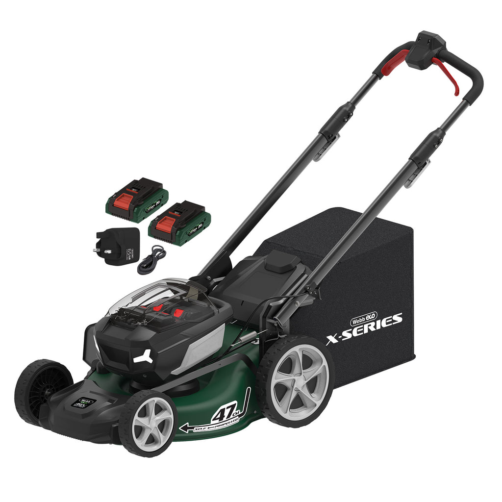 Webb 40V (2 X 20V) 46cm Cordless Brushlesss Self Propelled Lawnmower With 2 x 20v 4ah Batteries & Charger (NEW)